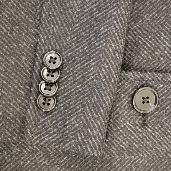 Club Monaco Loukas Herringbone Manteaux Black Mix/Noir Wool Coat - Men's, NWT - Picture 10 of 10